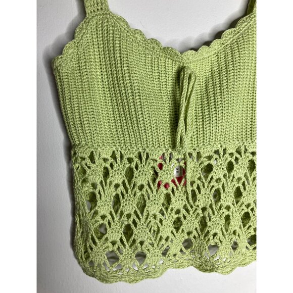 Green Crochet Knit Tank Top Women's XS New Hippie Boho Festival - Picture 2 of 8